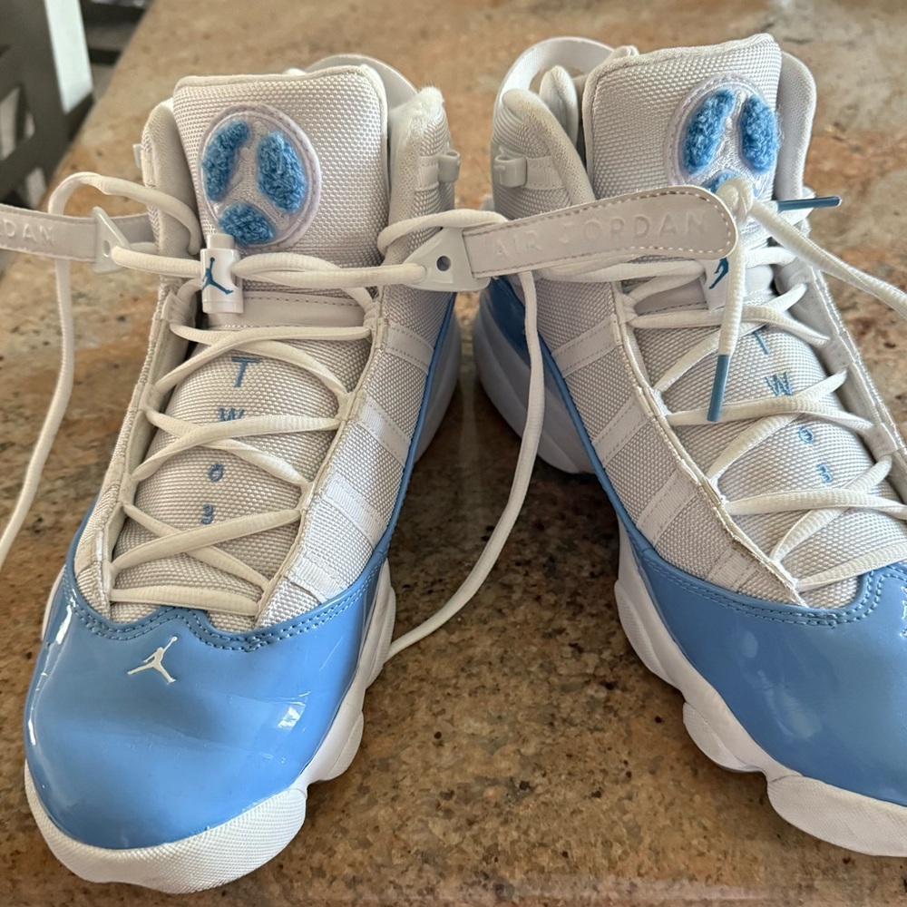 Jordan 6’s White and Blue High-Top Sneakers